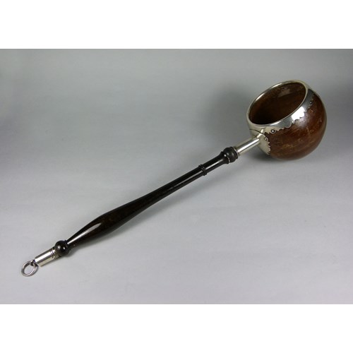 Antique silver mounted toddy ladle